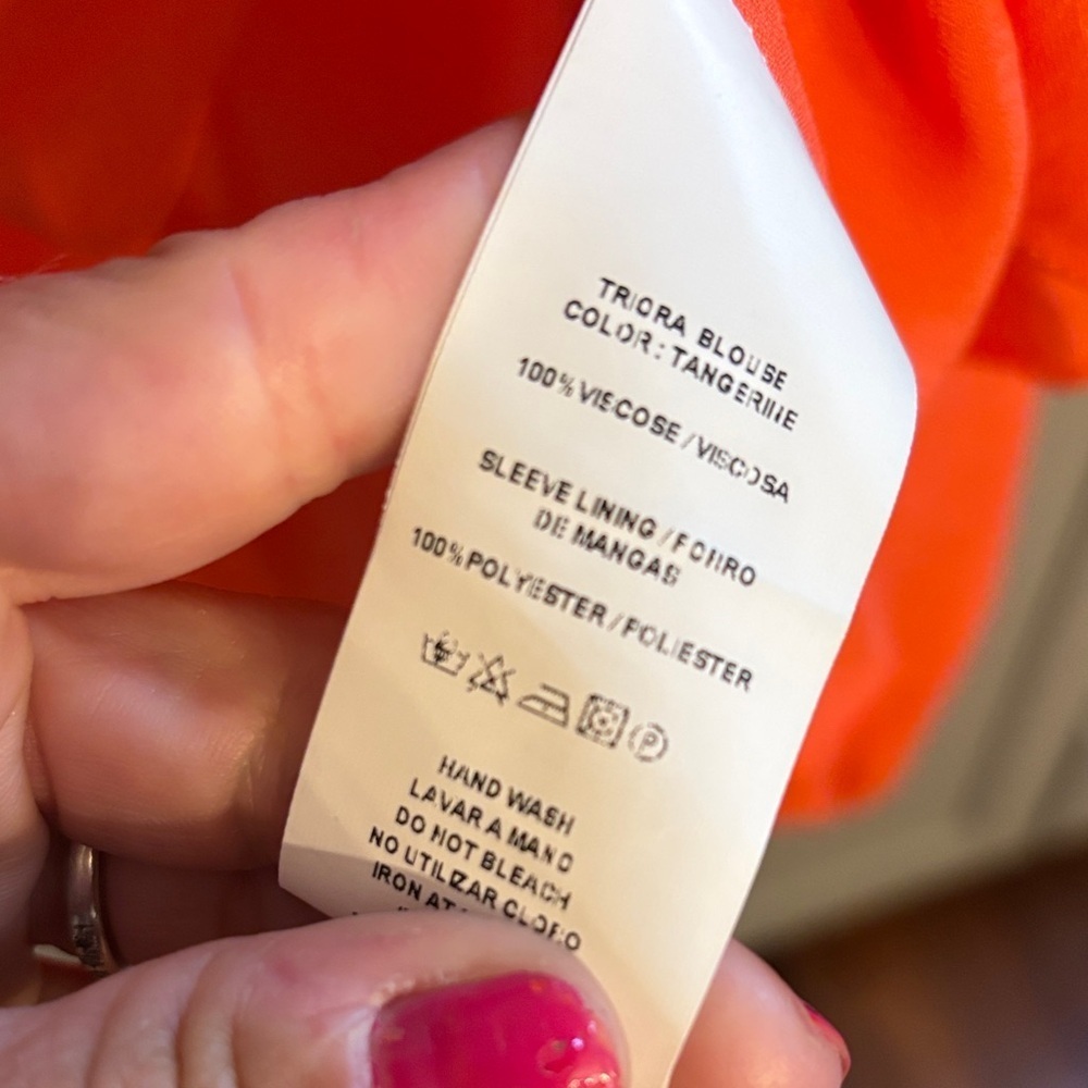 SILVIA TCHERASSI! BEAUTIFUL
Triora Split-Neck Tangerine Blouse sz Lg - Picture 5 of 5